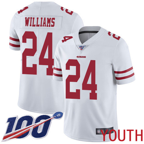 San Francisco 49ers Limited White Youth K Waun Williams Road NFL Jersey #24 100th Season Vapor Untouchable->youth nfl jersey->Youth Jersey